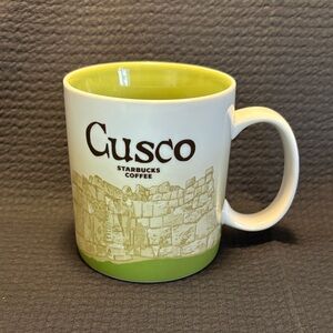 Starbucks Cusco Ceramic Mug with Lime Green Interior and Base
